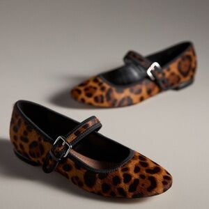 ANTHROPOLOGIE Maeve Calf Hair, Mary Jane Flats , Sz 38.